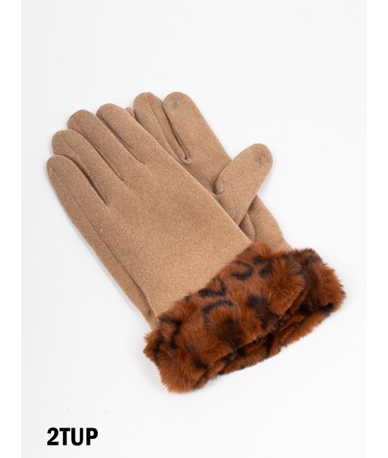 Touch Screen Gloves W/ Faux Fur Edge