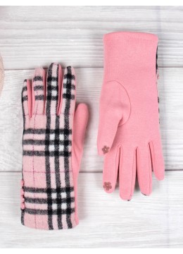 Buttoned Plaid Touch Screen Glove