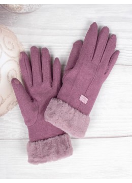 Touch Screen Gloves W/Faux Fur Trim 