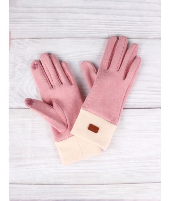 Fashion Touch Screen Gloves with Faux Leather Label