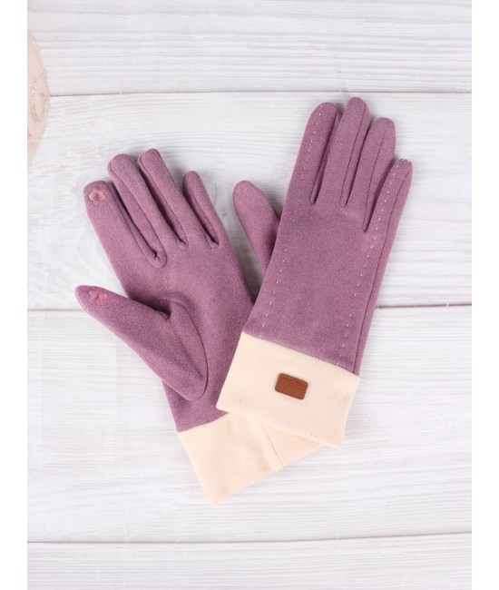 Fashion Touch Screen Gloves with Faux Leather Label Fashion Touch Screen Gloves with Faux Leather Label