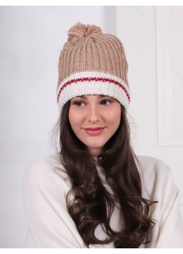 Knitted Double Layer Camp Hat W/Pompom 
