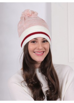 Knitted Double Layer Camp Hat W/Pompom 