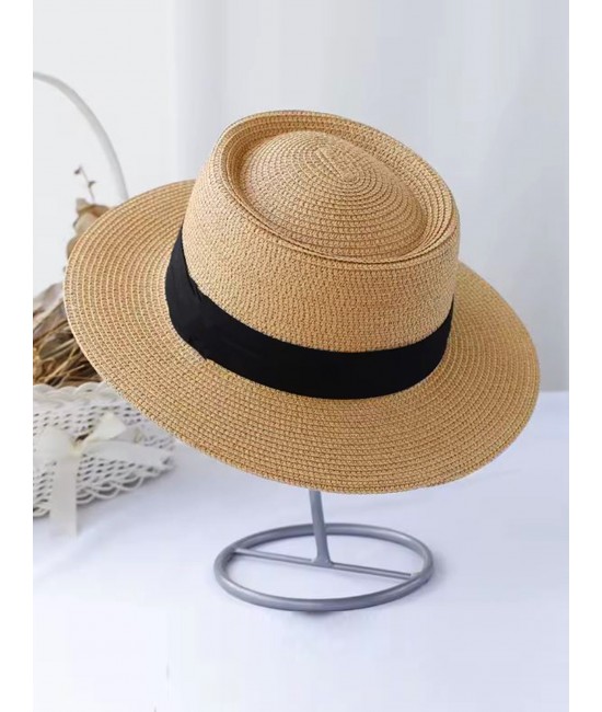 Wide Brim Summer Hat W/ Black Trim