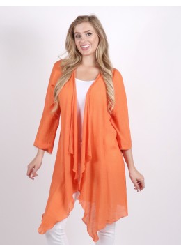 Solid Long-Sleeved Maxi Cardigan /Orange