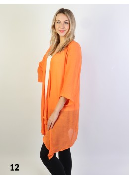 Solid Long-Sleeved Maxi Cardigan /Orange
