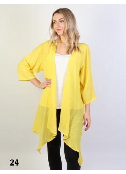 Solid Long-Sleeved Maxi Cardigan /Yellow