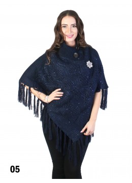 Sequin Knit Poncho W/ Buttons
