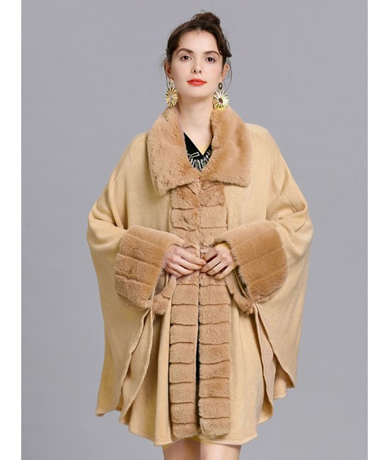 Soft Plush Cape W/ Faux Fur Collar and Sleeves Soft Plush Cape W/ Faux Fur Collar and Sleeves