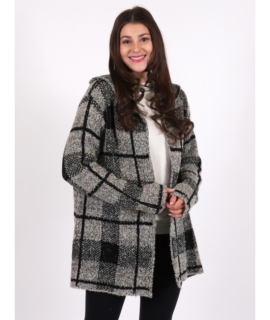 Plaid Print Knit Cardigan Plaid Print Knit Cardigan