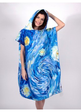 Starry Night Print Hoodie Robe