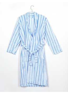 Vertical Striped House Robe W/ Pockets