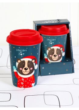 Christmas Animal Print Mug W/ lid