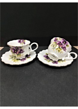 Pansy 2 Cups & 2 Saucers With Gift Box