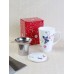 Porcelain Hummingbird Mug With Lid & Infuser With Gift Box
