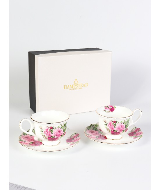 Roses 2 Cups & 2 Saucers With Gift Box