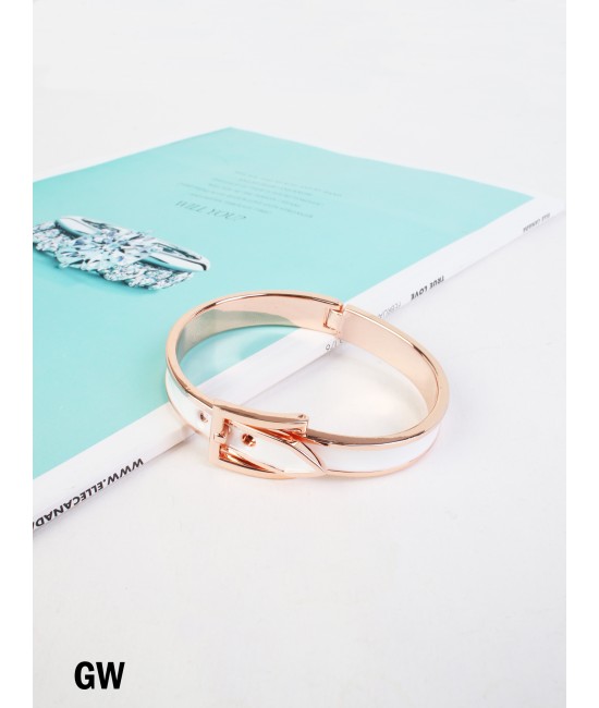 Belt Bangle /Rose Gold White Belt Bangle /Rose Gold White