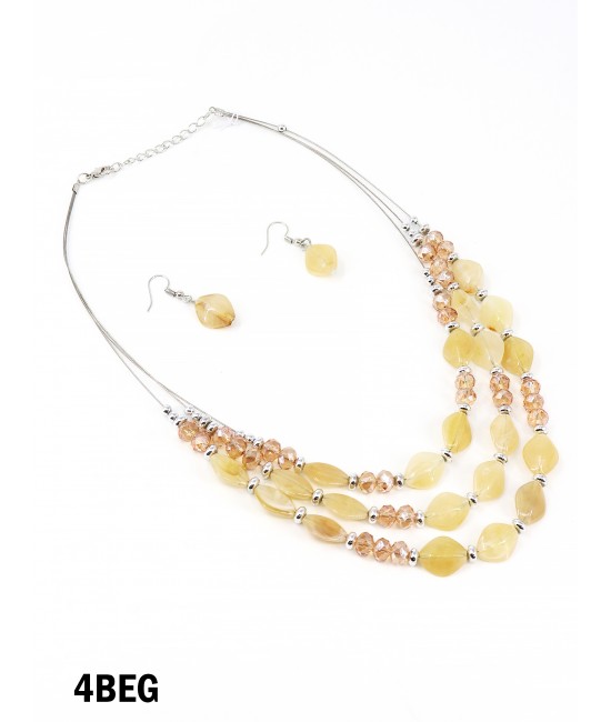 Fashion Diamond Beads Necklace and Earrings Set