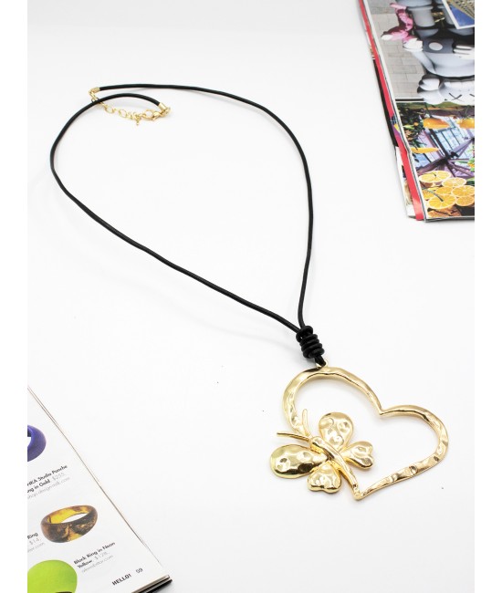 Rope Necklace W/ Heart and Butterfly Rope Necklace W/ Heart and Butterfly