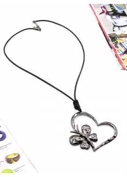 Rope Necklace W/ Heart and Butterfly