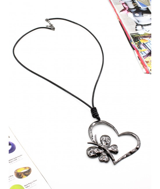 Rope Necklace W/ Heart and Butterfly Rope Necklace W/ Heart and Butterfly