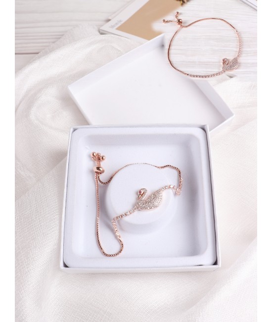 Adjustable Rhinestone Stretch Bracelet W/ Swan and Gift Box Adjustable Rhinestone Stretch Bracelet W/ Swan and Gift Box
