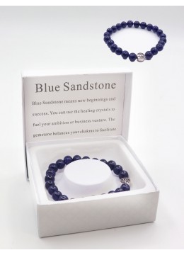 Blue Sandstone Bead Bracelets with Gift Box