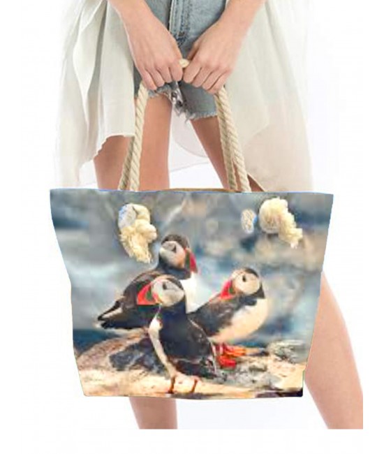 Oil Painting Puffin Shoulder Bag