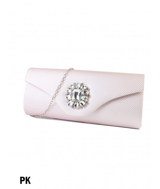 Rhinestone Flower Evening Clutch / Pink