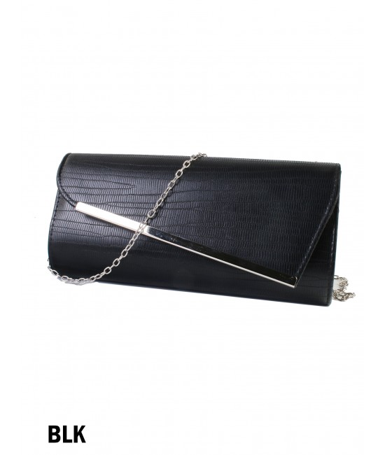 Faux Leather Evening Clutch W/ Charm