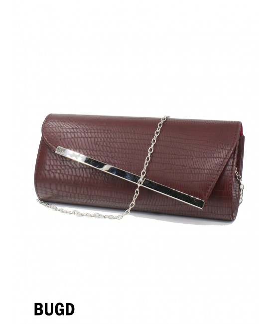 Faux Leather Evening Clutch W/ Charm