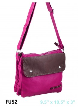 TWO TONE FAUX LEATHER SATCHEL