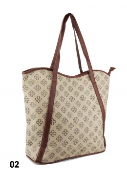 Floral Print Tote Bag With Faux Leather Accents