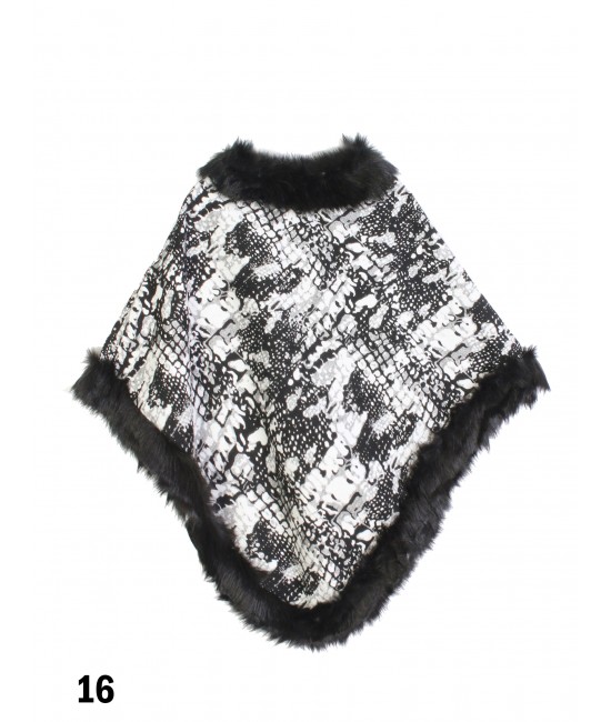 Snake Print Poncho W/ Fur Edge