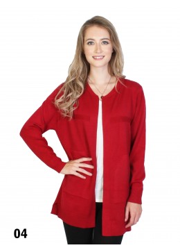 Solid Color Open-Front Sweater W/ Pockets