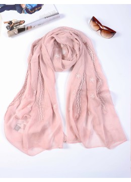 Lightweight Flower and Lace Embroidered Scarf
