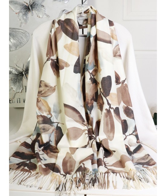 Cashmere Feeling Leaf Print Premium Scarf Cashmere Feeling Leaf Print Premium Scarf